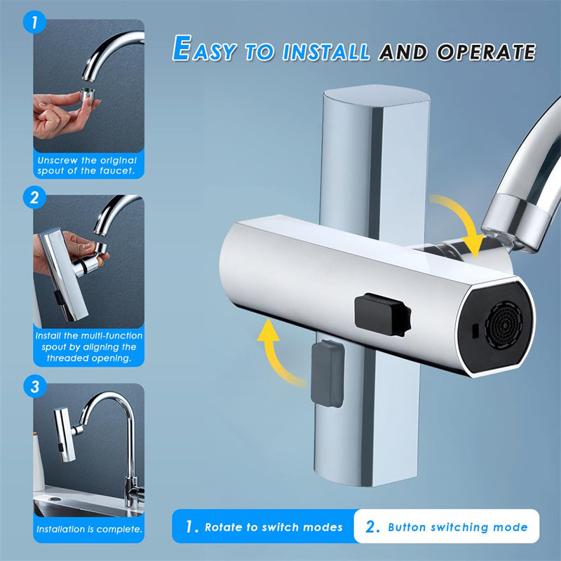 Splash-Free Rotating Kitchen Faucet – Smart Water-Saving Nozzle
